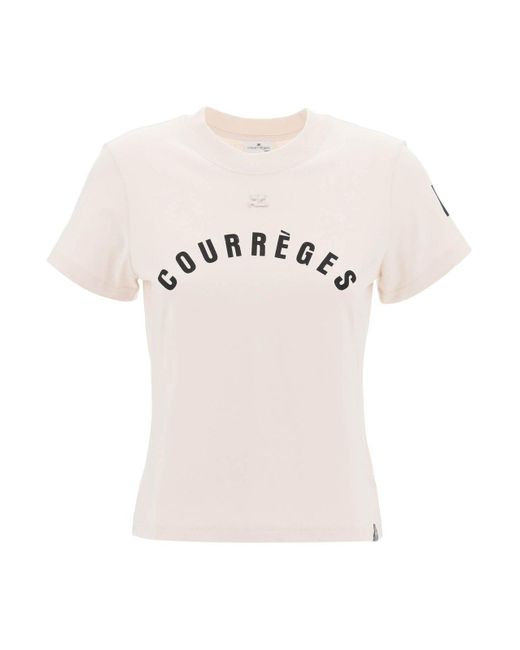 Courreges Multicolor Logo Printed Crewneck T-Shirt