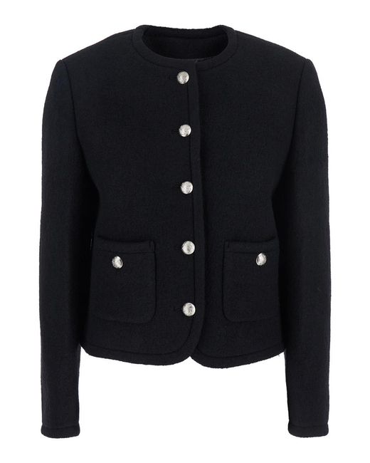 DUNST Black Jacket With Button Closure And Front Pockets