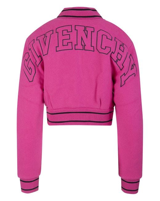 Givenchy Woman Bomber Jacket In Fuchsia Virgin Wool With Givenchy Woman Bomber Jacket In Fuchsia Virgin Wool With