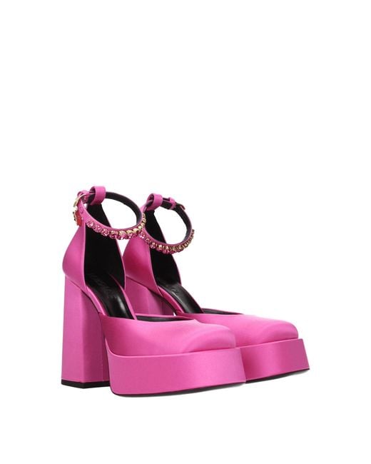 Versace Pink Satin Platform Pumps