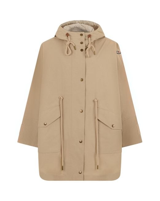 Moncler Natural Coat Hooded Cotton-Blend