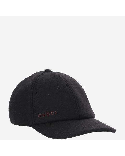 Gucci Black Wool Baseball Cap With Adjustable Strap Hat for men
