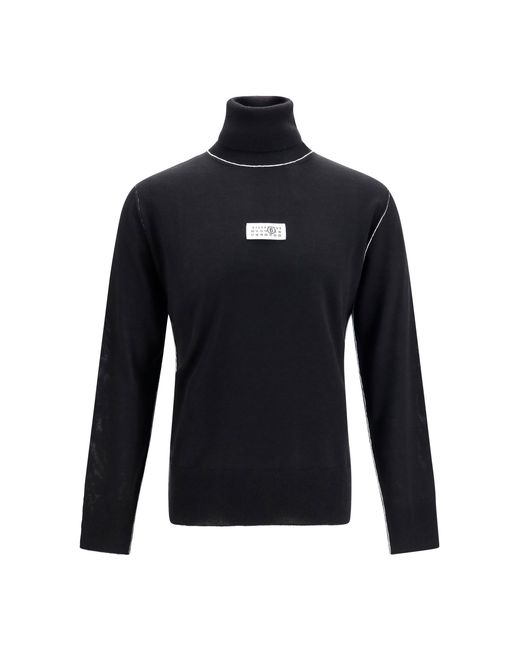 MM6 by Maison Margiela Black Turtleneck Sweater Merino Wool (Ovis Aries) for men