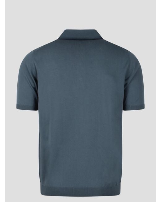 Roberto Collina Blue Cotton Knit Polo Shirt for men