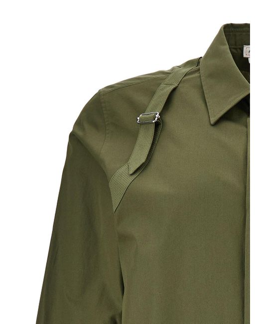 Alexander McQueen Green Shirt With Harness Detail In Cotton for men