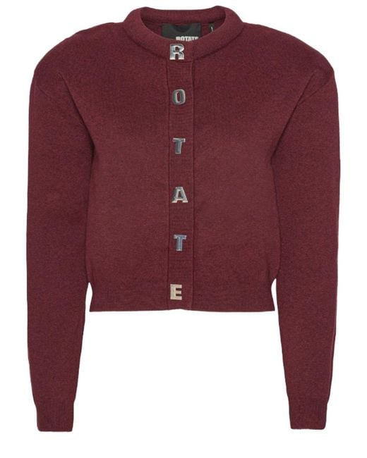 ROTATE BIRGER CHRISTENSEN Red Cardigan With Letters Lining: No Lining Jumpers
