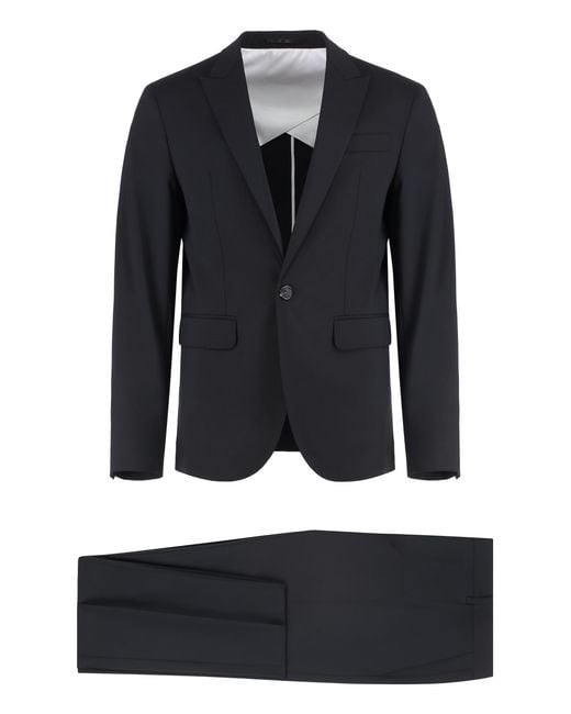 DSquared² Black Two-Piece Suit Virgin Wool Suits for men