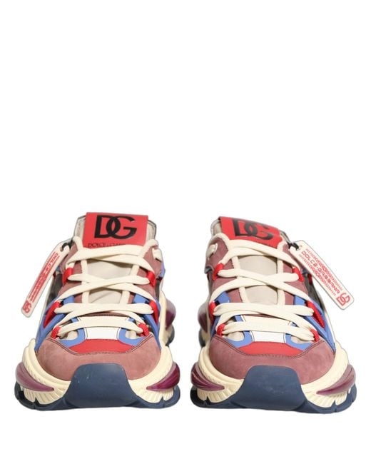 Dolce & Gabbana Red Low Top Airmaster Sneakers Shoes Nylon Viscose Lamb Calfskin for men