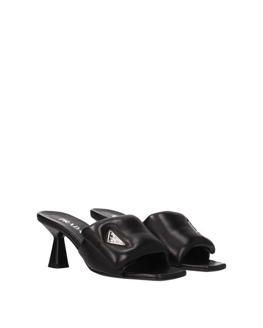 Prada Black Leather Platform Sandals