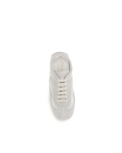 Prada White Fabric Low Top Sneakers