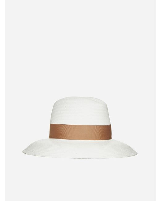 Borsalino White Caludette Large Brim Panama Hat