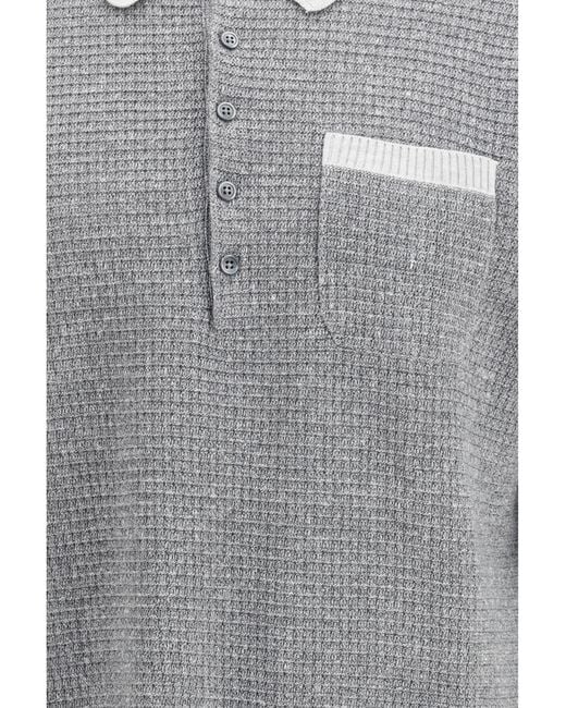 Thom Browne Gray Knitted Polo Shirt Linen; Cotton Knitwear for men