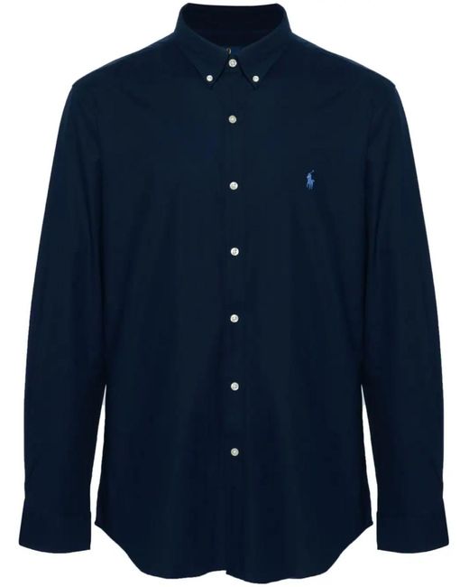 Polo Ralph Lauren Blue Stretch-Cotton Shirt for men