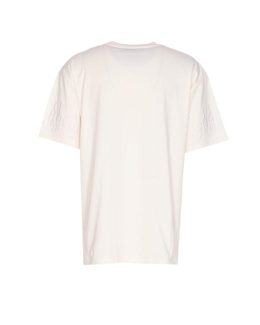 Vision Of Super White T-Shirt With Embroidered Logo And Flames for men