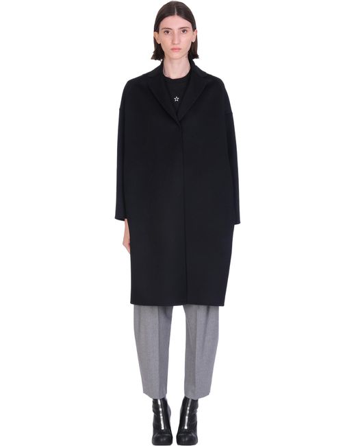 Stella McCartney Biplin Coat In Wool in Black - Lyst