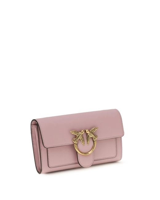 Pinko Pink Love One Wallet Calf Leather Bos Taurus
