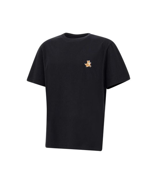 Maison Kitsuné Black Cotton T-Shirt for men