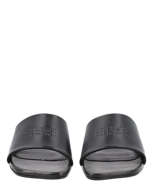 MM6 by Maison Margiela Gray Leather Logo Sandal
