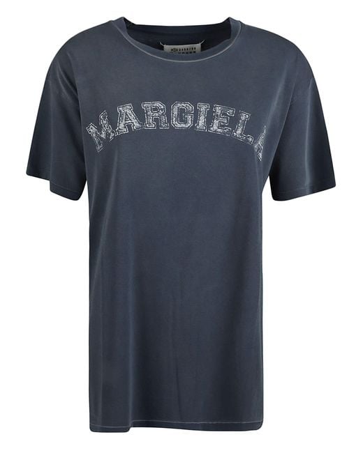 Maison Margiela Blue Logo Print T-shirt for men