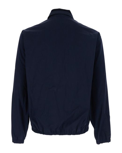 Drole de Monsieur Blue Jacket Le Blouson Drôle With Classic Ribbed Collar And Tone-On-Tone Logo Embroidery for men