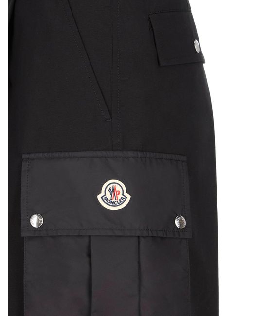 Moncler Black Button Detailed Logo Patch Shorts for men
