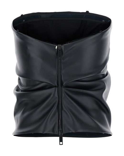 Sportmax Black Bandeau Top With V-Neck Polyester Tops