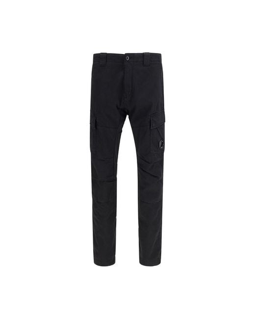 C P Company Black Cotton Cargo Pants for men