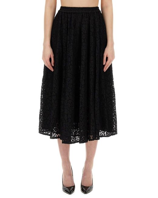 Michael Kors Black Lace Longuette Skirt