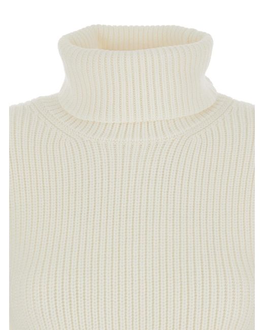 Totême  White High Neck Wool Jumper Tops