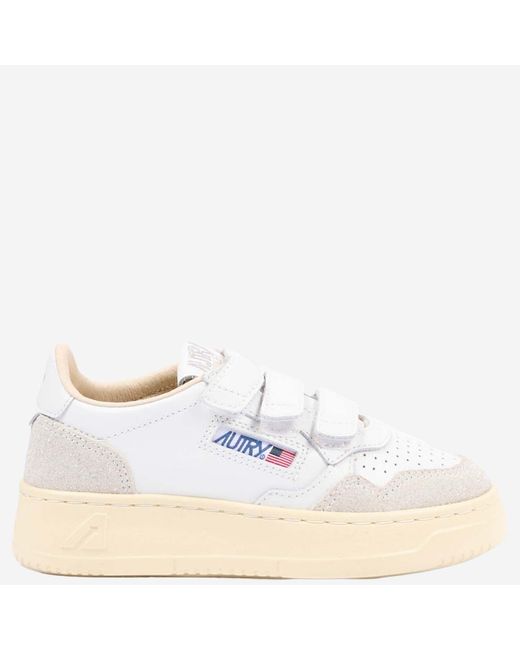 Autry White Kids Striped Sneakers Leather Trainers