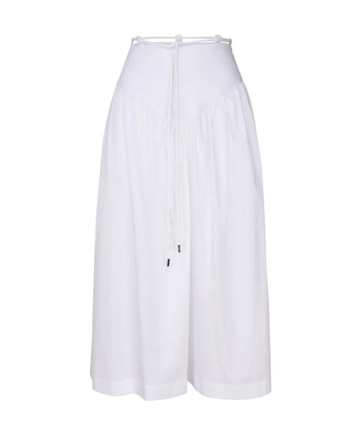 Pinko White Grinch Drawstring A-line Midi Skirt