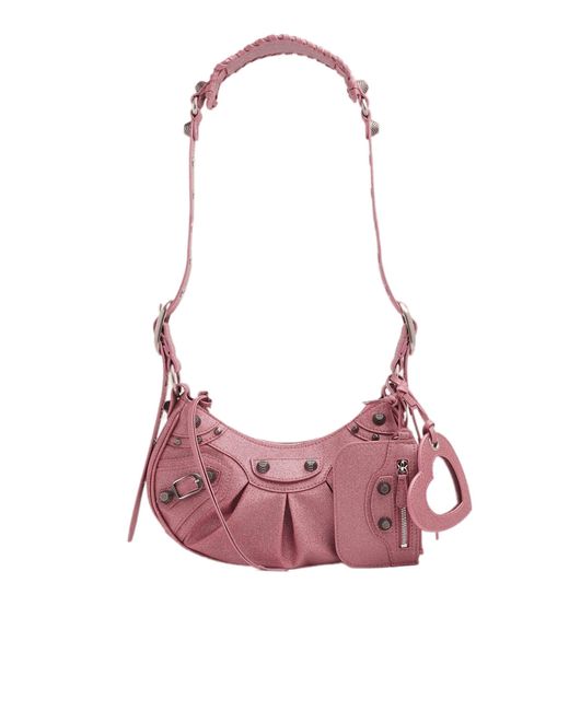 Balenciaga Le Cagole Xs Rhinestone Shoulder Bag in Pink | Lyst