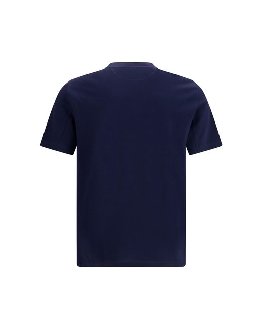 Brunello Cucinelli Blue Cotton Printed T-Shirt T-Shirts for men