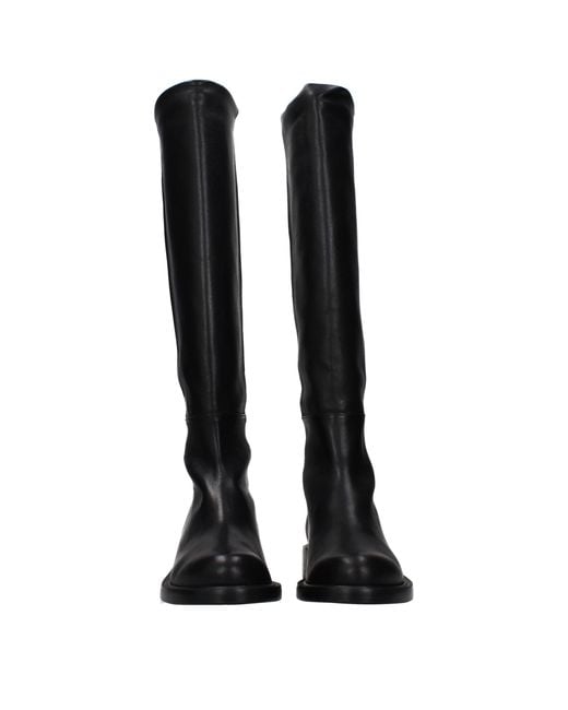 Stuart Weitzman Black Leather Over The Knee Shoe