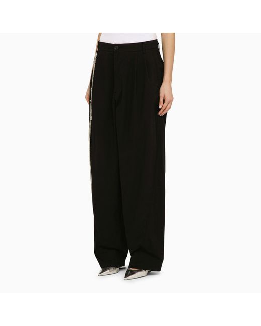 DARKPARK Black Phebe Cotton Wide Trousers With Chains