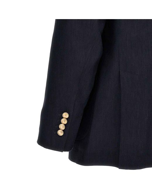 Brunello Cucinelli Blue Linen And Wool Jacket for men