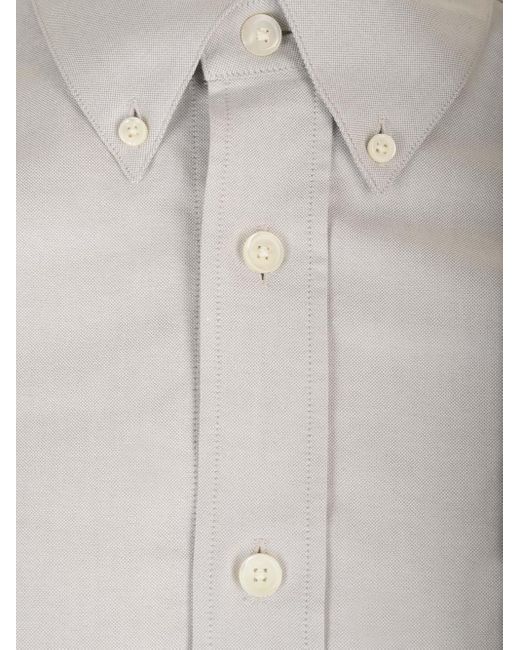 Givenchy White Grey Shirt With Embroidered Logo for men