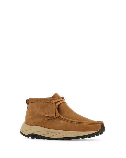 Clarks Brown Camel Suede Wallabee Eden Ankle Boots for men