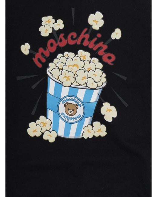 Moschino Blue Crewneck Sweatshirt Maxi Print Cotton Hoods & Sweatshirts for men