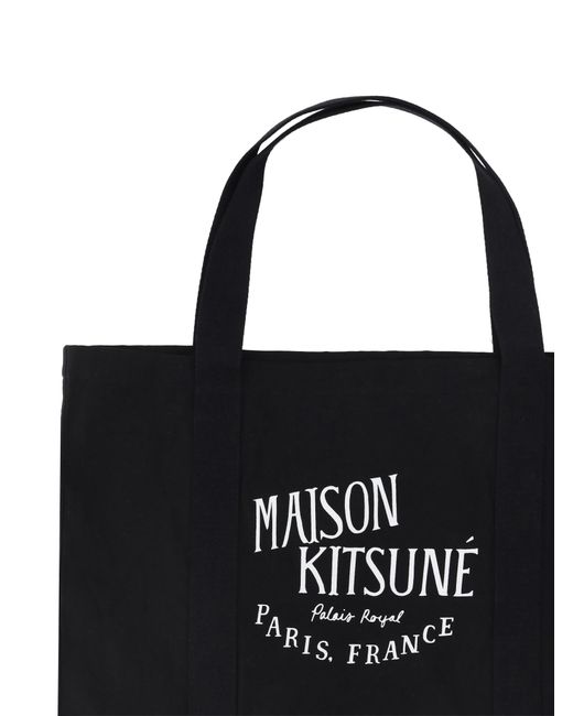 Maison Kitsuné Black Palais Royal Shoulder Shopping Bag