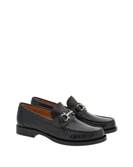 Ferragamo Black British Gancini Loafers for men