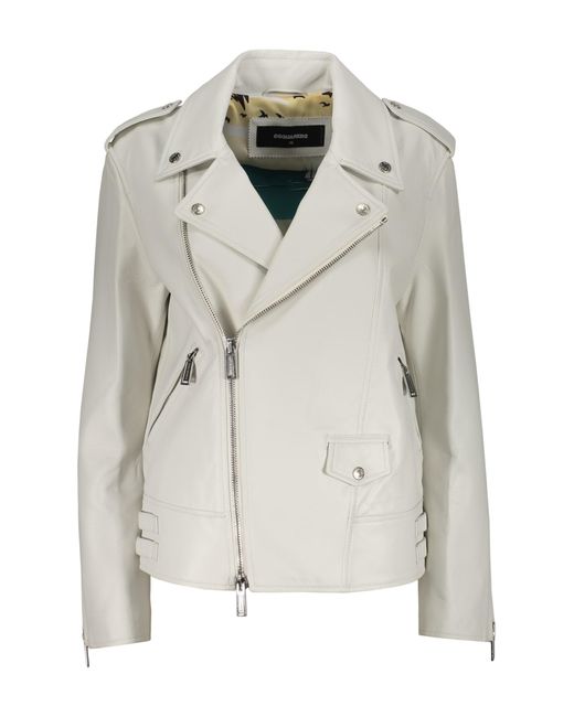 DSquared² White Leather Jacket