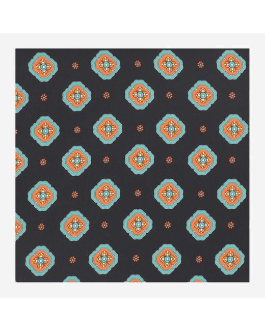 Alberto Biani Blue Floral Pattern Silk Foulard Scarf