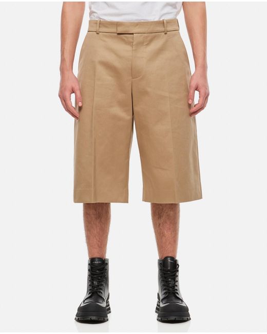 Alexander McQueen Natural Cotton Twill Baggy Bermuda Shorts for men