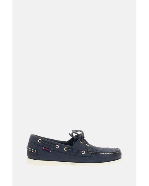 Sebago Blue Flat Shoes Leather for men