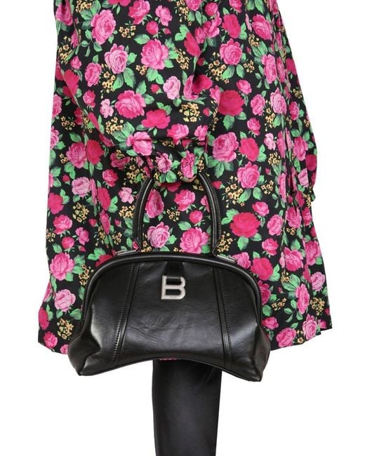 Balenciaga Red Floral Pattern Hooded Coat
