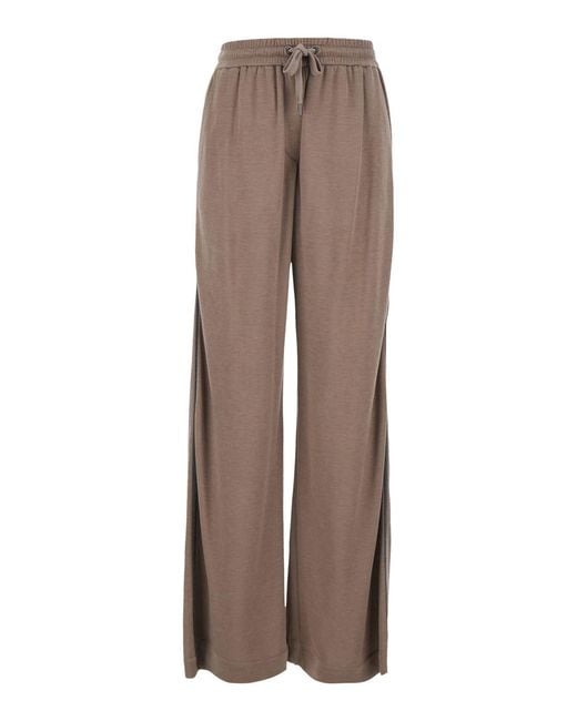 Brunello Cucinelli Brown Wide-Leg Trousers Cotton