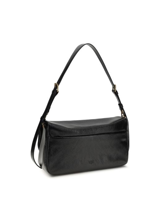 Pinko Black Love Click Soft Horizontal Shoulder Bag Calf Leather Bos Taurus