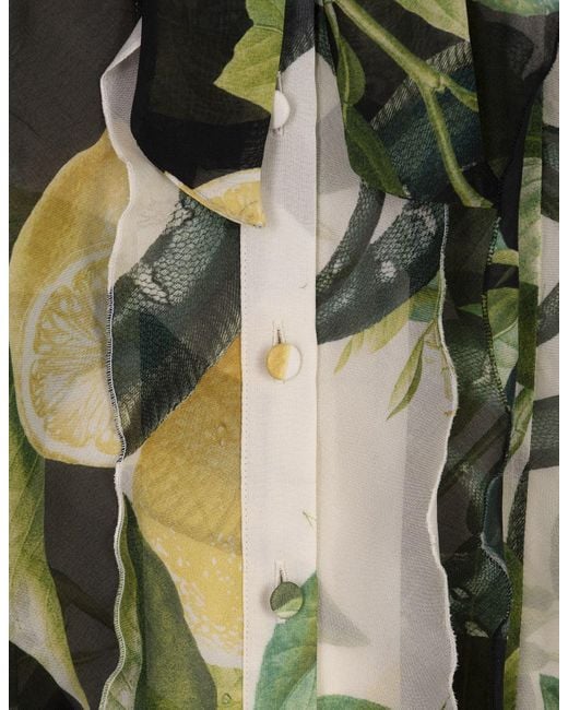 Roberto Cavalli Green Ivory Shirt With Lemons Print