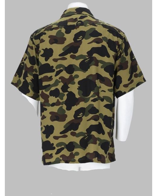 A Bathing Ape Green Shirt With Logo Patch Polyester for men